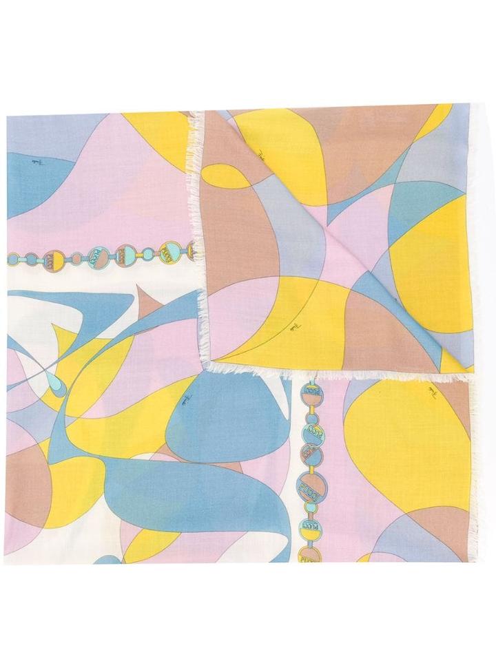 Emilio Pucci Alex Print Silk And Cashmere Scarf - White