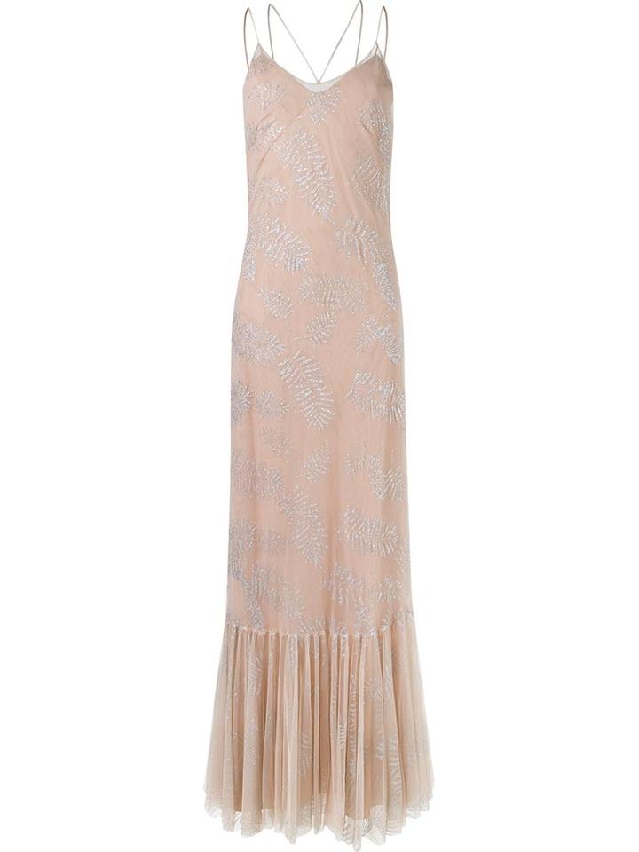 Emannuelle Junqueira Long Printed Party Dress, Women's, Size: 40, Nude/neutrals, Polyamide