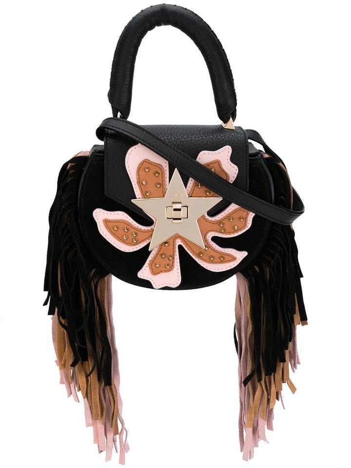 Salar - Fringed Flower Tote - Women - Leather/suede/metal - One Size, Black, Leather/suede/metal