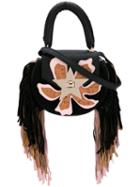 Salar - Fringed Flower Tote - Women - Leather/suede/metal - One Size, Black, Leather/suede/metal