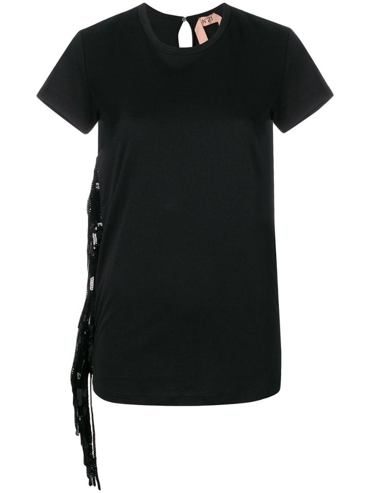 No21 Sequin Fringe T-shirt - Black