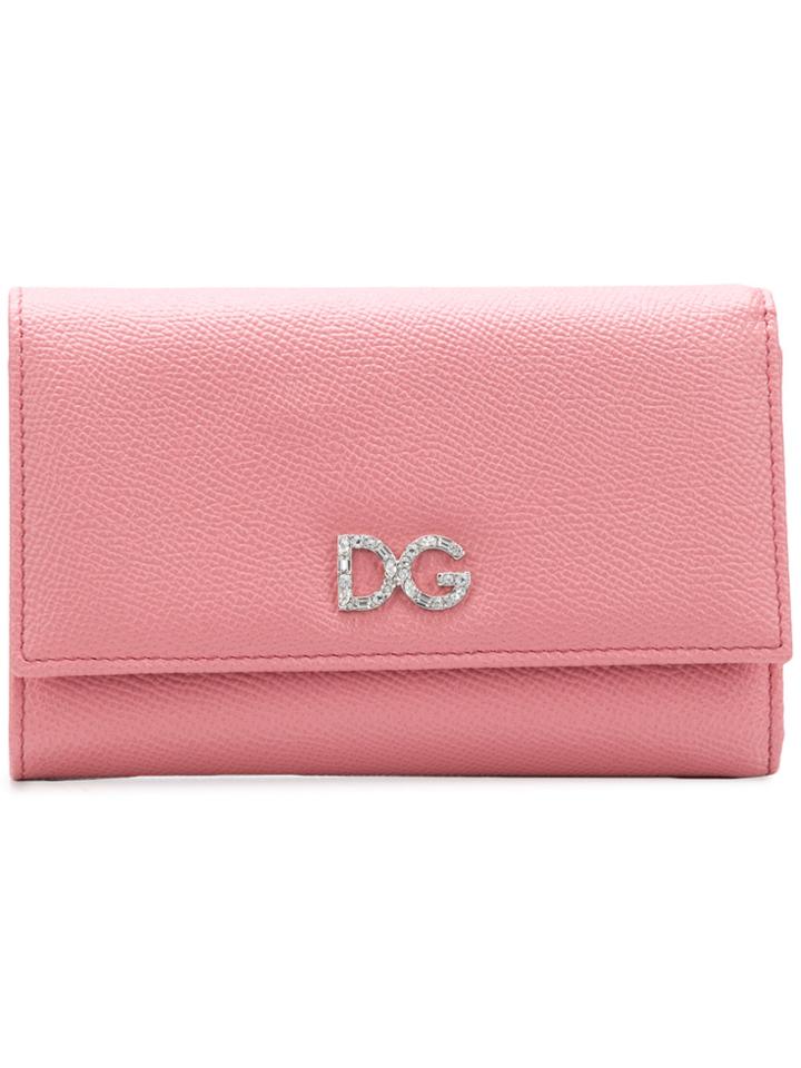 Dolce & Gabbana Crystal Logo Wallet - Pink & Purple