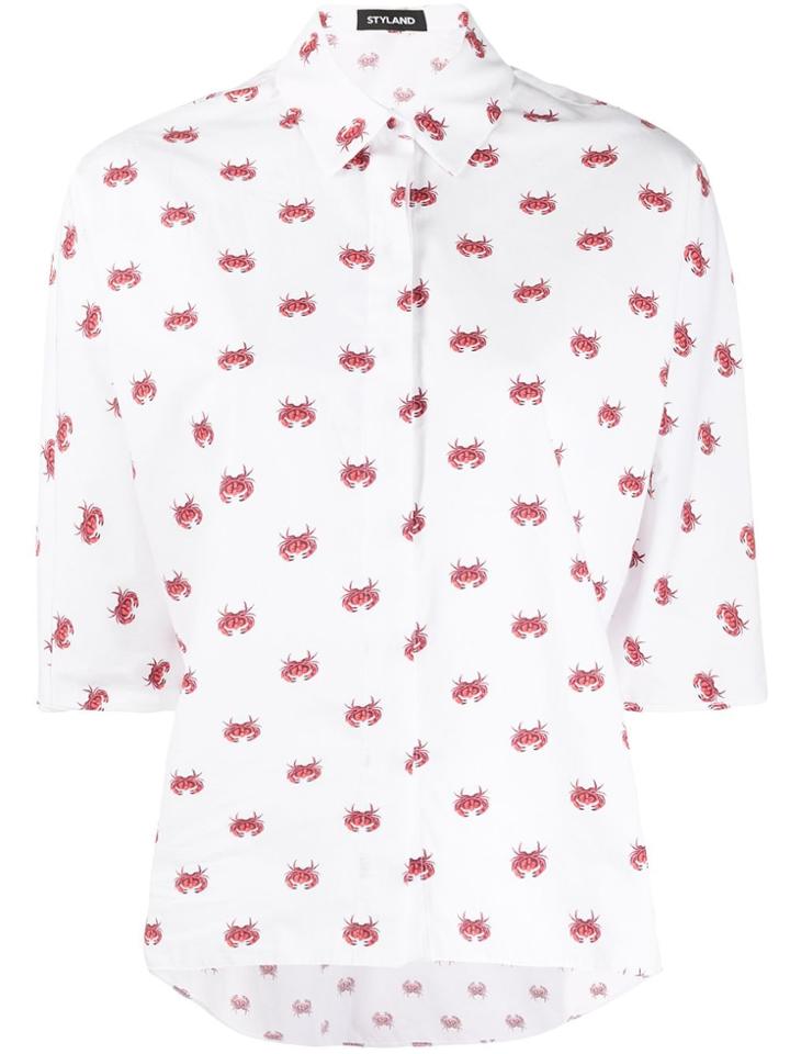 Styland Crab Print Short-sleeve Shirt - White