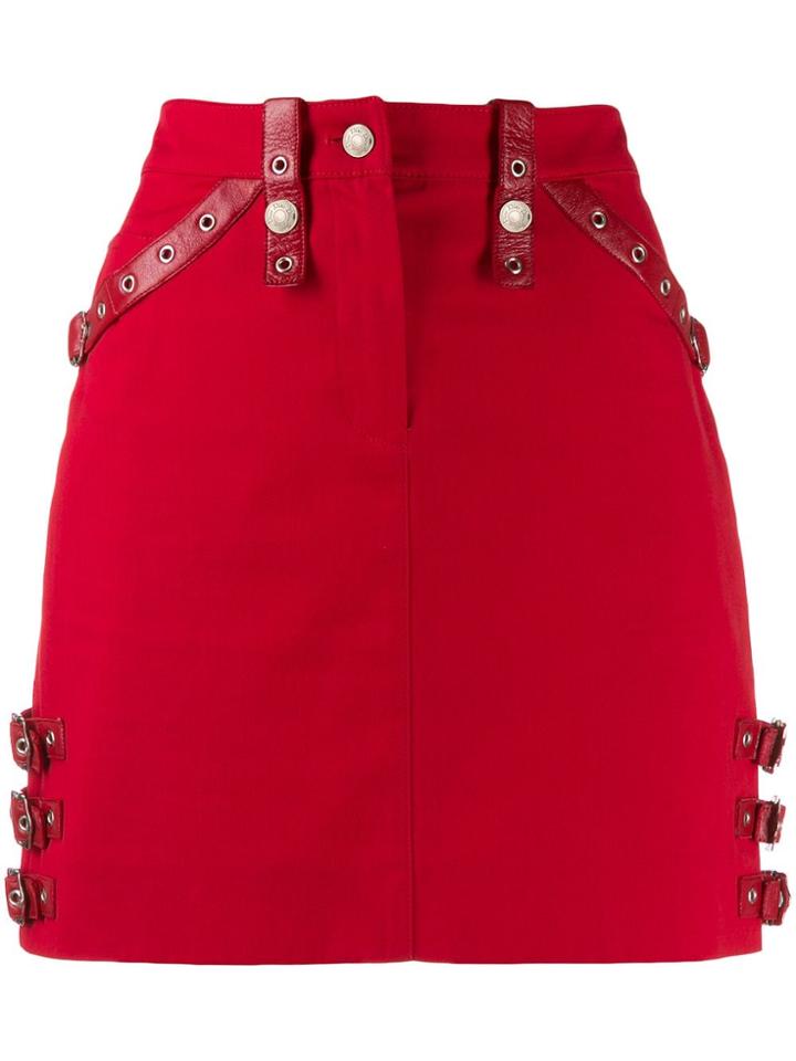 Christian Dior Pre-owned 2000s Leather Strapped Fitted Skirt - Red