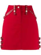 Christian Dior Pre-owned 2000s Leather Strapped Fitted Skirt - Red