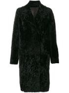 Drome Midi Shearling Coat - Black