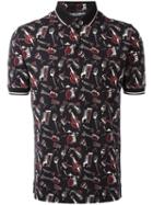 Dolce & Gabbana Musical Instrument Print Polo Shirt, Men's, Size: 52, Black, Cotton