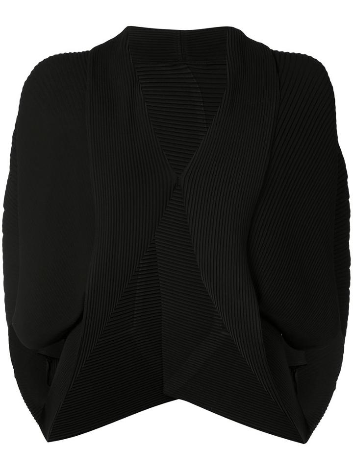 Issey Miyake - Ribbed High Low Jacket - Women - Polyester - 2, Black, Polyester