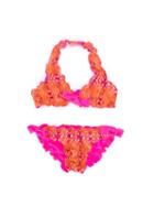 Heidi Klein Kids Clara Ruffled Bikini, Girl's, Size: 10 Yrs, Pink/purple