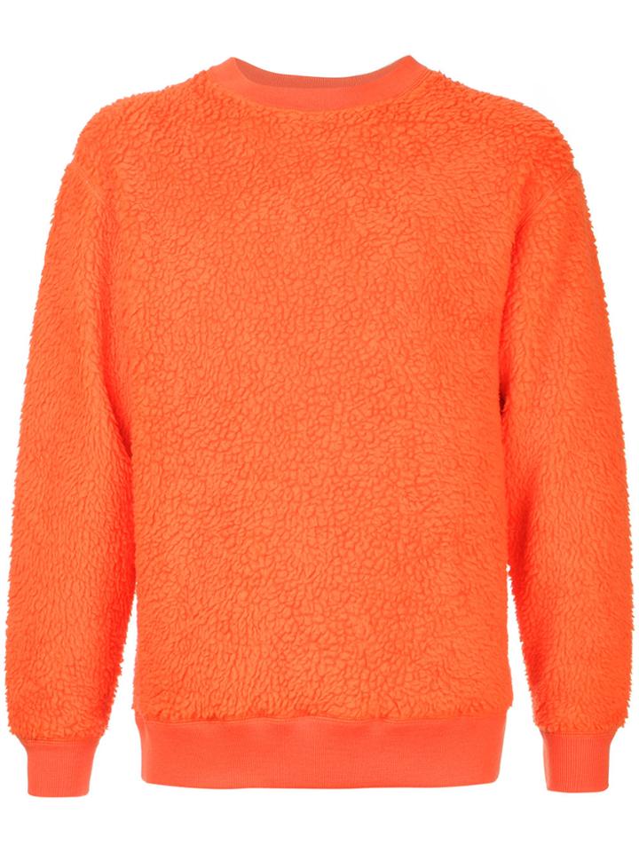 H Beauty & Youth Textured Crew Neck Sweater - Yellow & Orange
