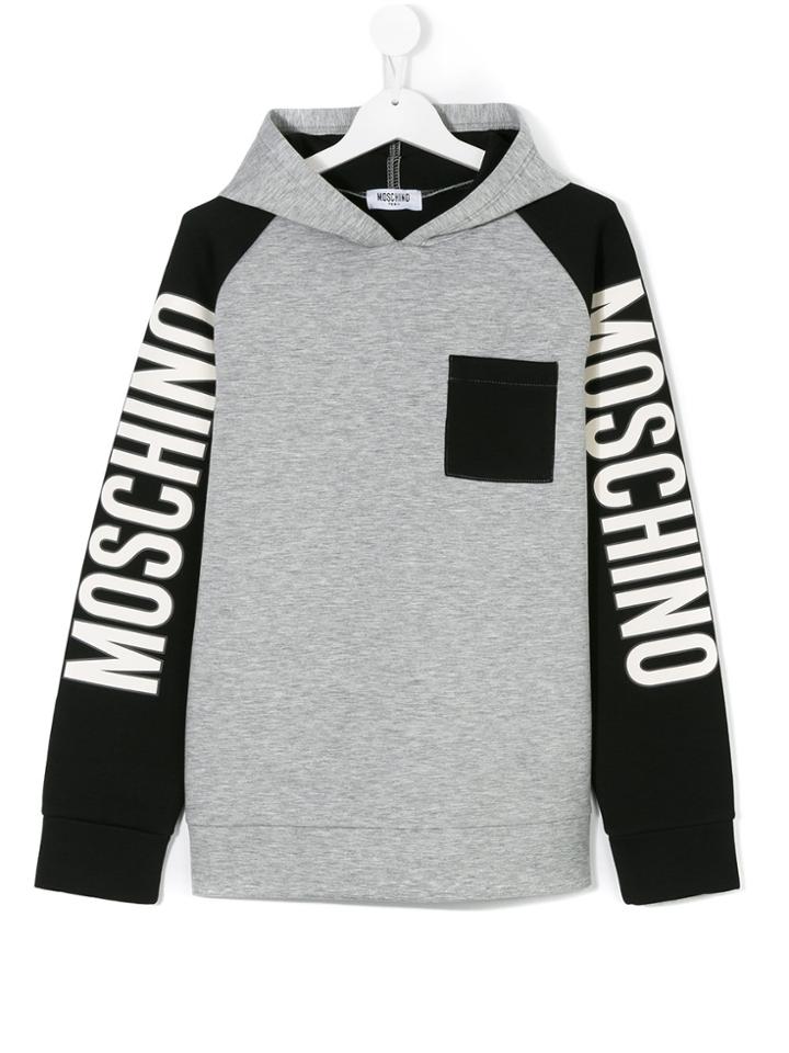 Moschino Kids Two Tone Hoodie - Grey