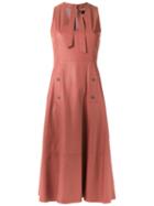 Talie Nk Leather Midi Dress, Women's, Size: 36, Yellow/orange, Leather
