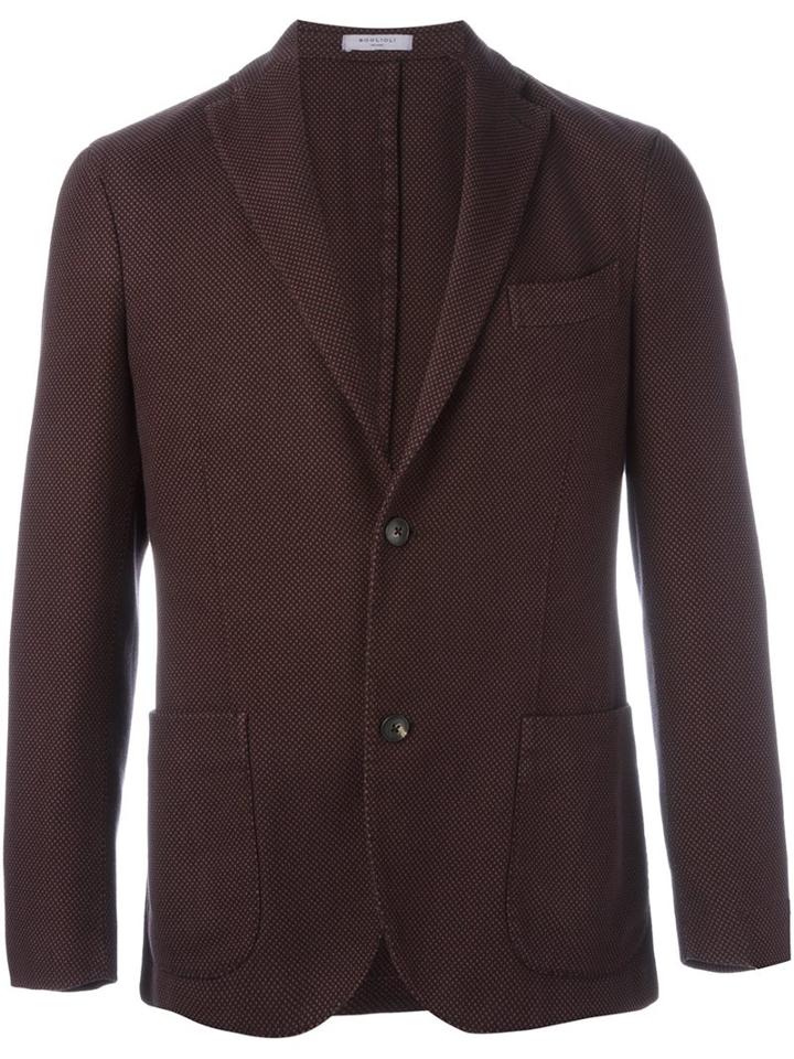 Boglioli Two Button Blazer, Men's, Size: 52, Red, Cotton/cupro