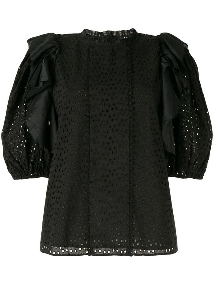 Aje Embroidered Lola Blouse - Black
