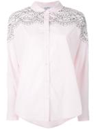 Twin-set Lace Detail Embroidered Shirt - Pink & Purple