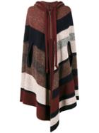 Chloé Knitted Stripe Hooded Poncho - Multicolour