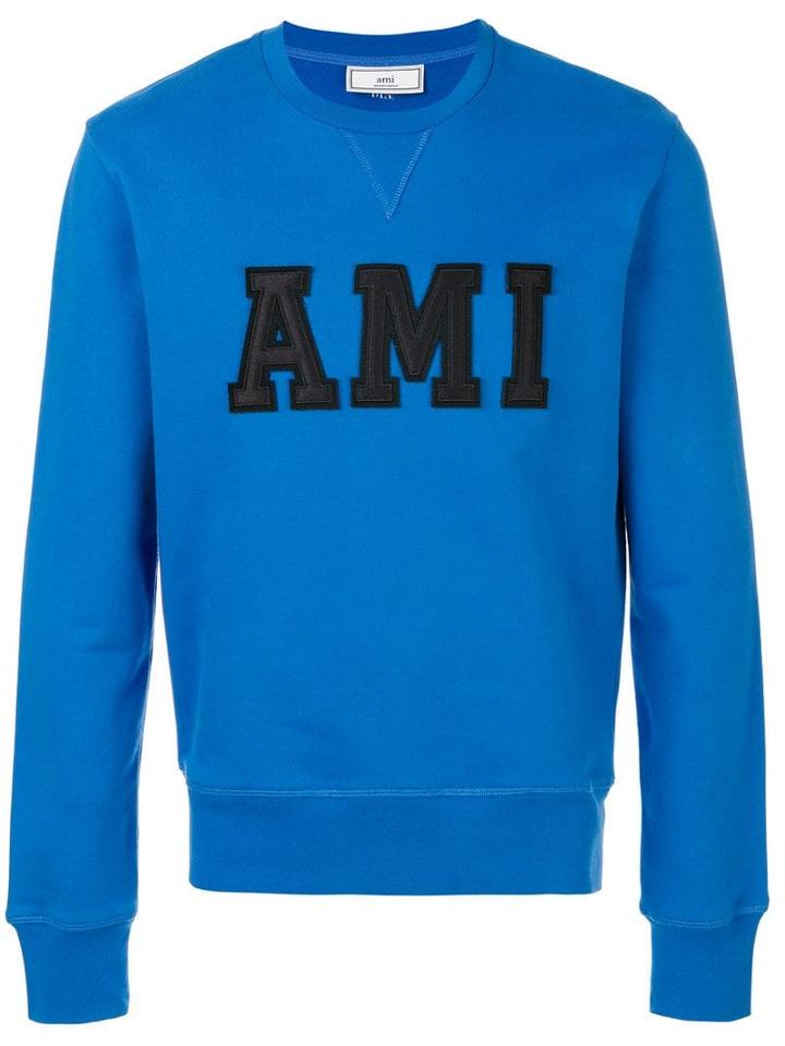 Ami Paris Sweatshirt Patched Ami Letters - Blue