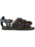 Kolor Fur Sandals - Brown