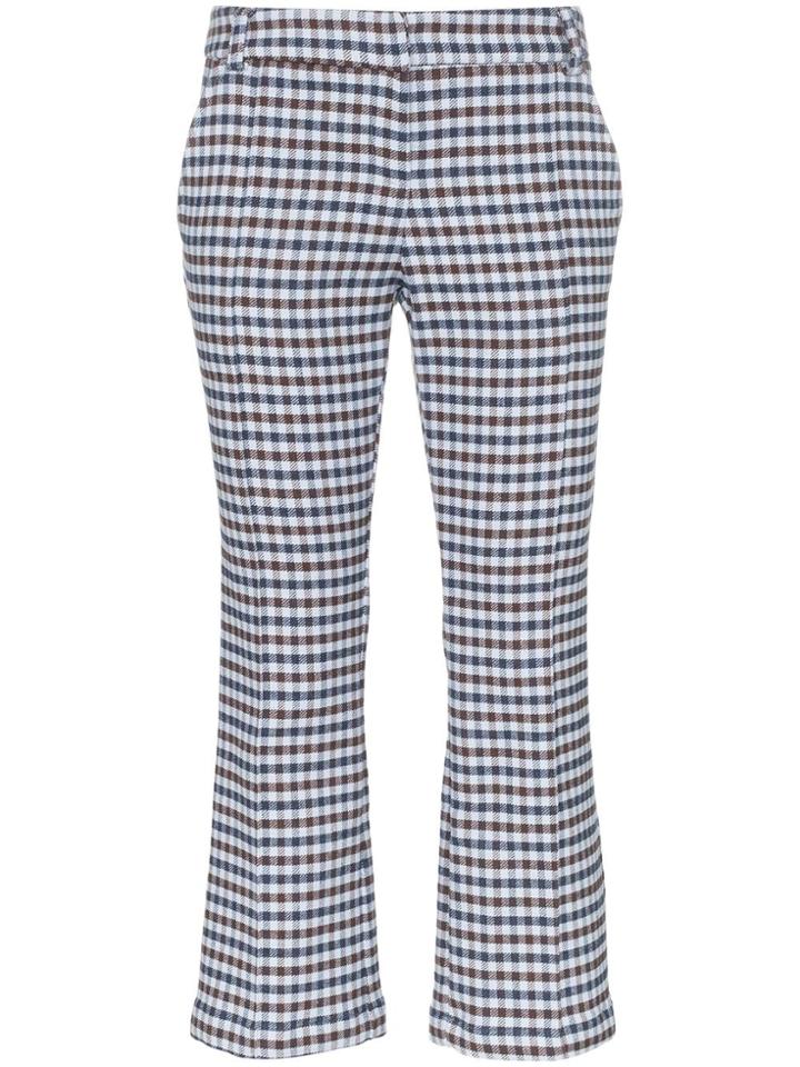 Silvia Tcherassi Leira Checked Cropped Trousers - Blue