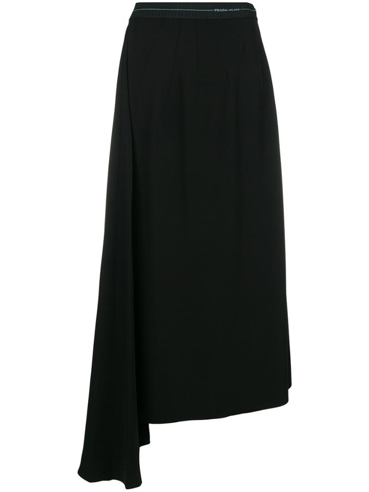 Prada Pleated Side Maxi Skirt - Black
