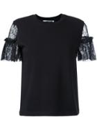 Mcq Alexander Mcqueen Lace Sleeve T-shirt, Women's, Size: Medium, Black, Cotton/polyamide