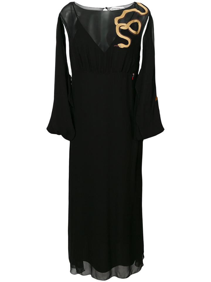 Giacobino Ruffled Detail Dress - Black