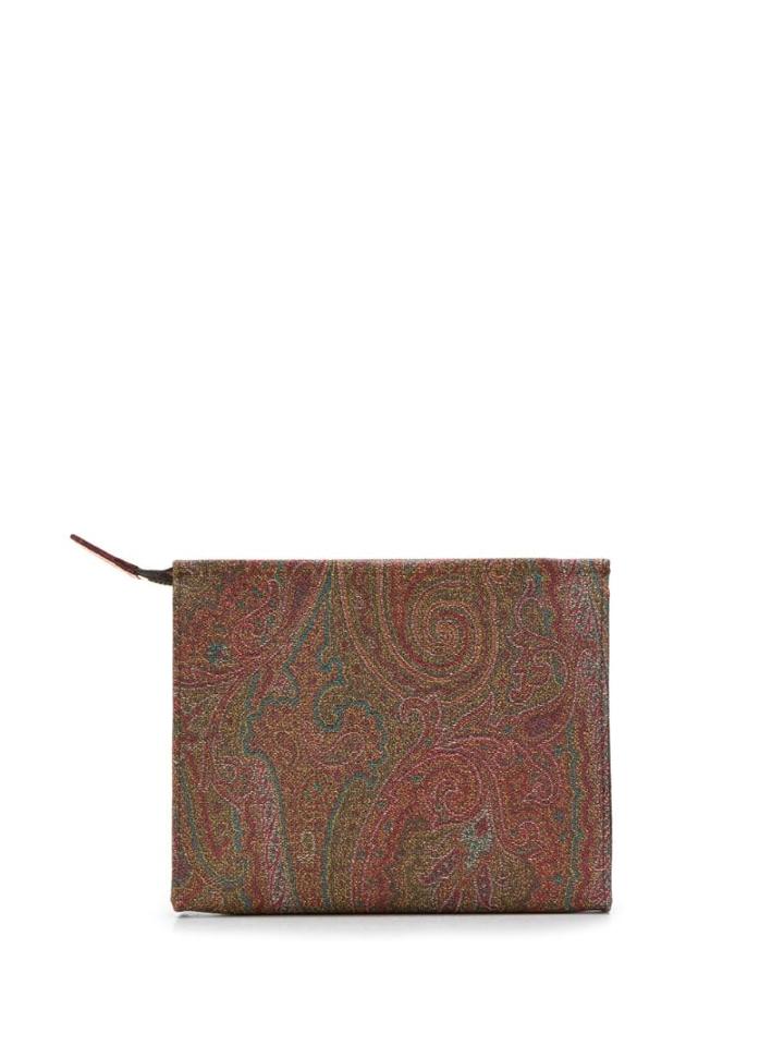 Etro Paisley Print Make-up Bag - Brown