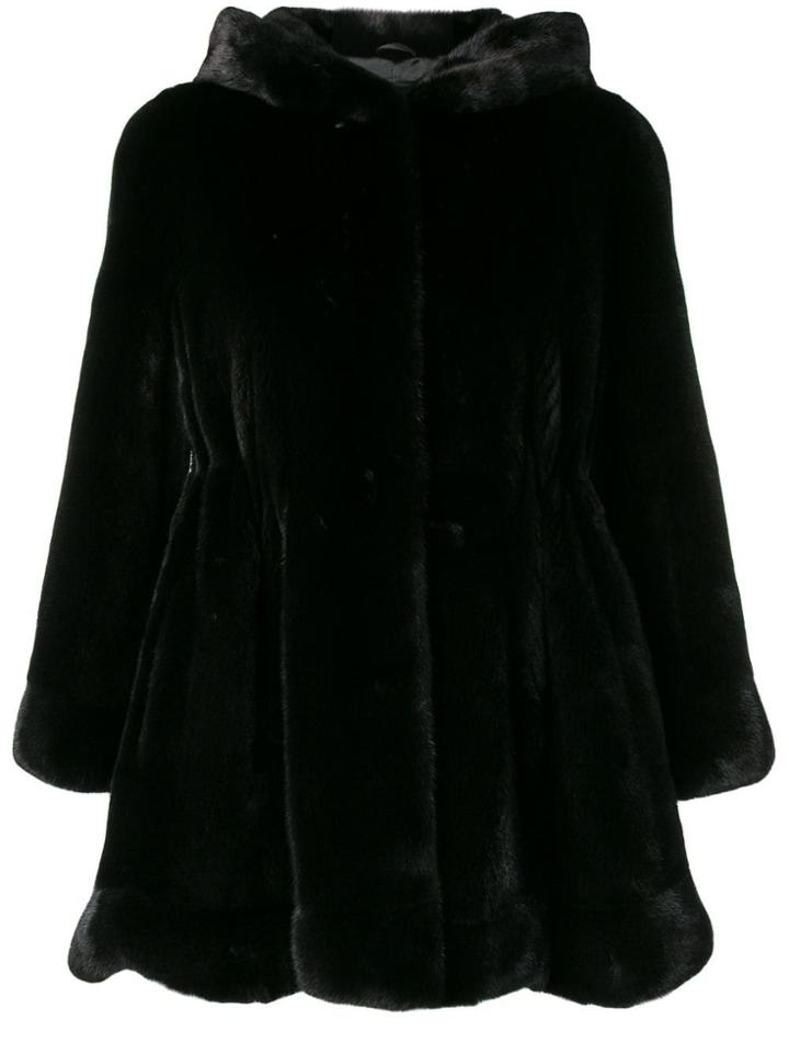 Liska Short Hoodeed Coat - Black