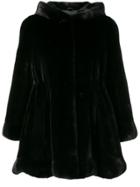 Liska Short Hoodeed Coat - Black