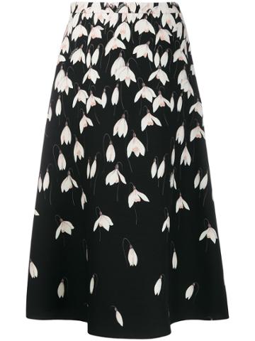 Valentino Snowdrop Print Crêpe Couture Skirt - Black