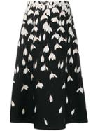 Valentino Snowdrop Print Crêpe Couture Skirt - Black