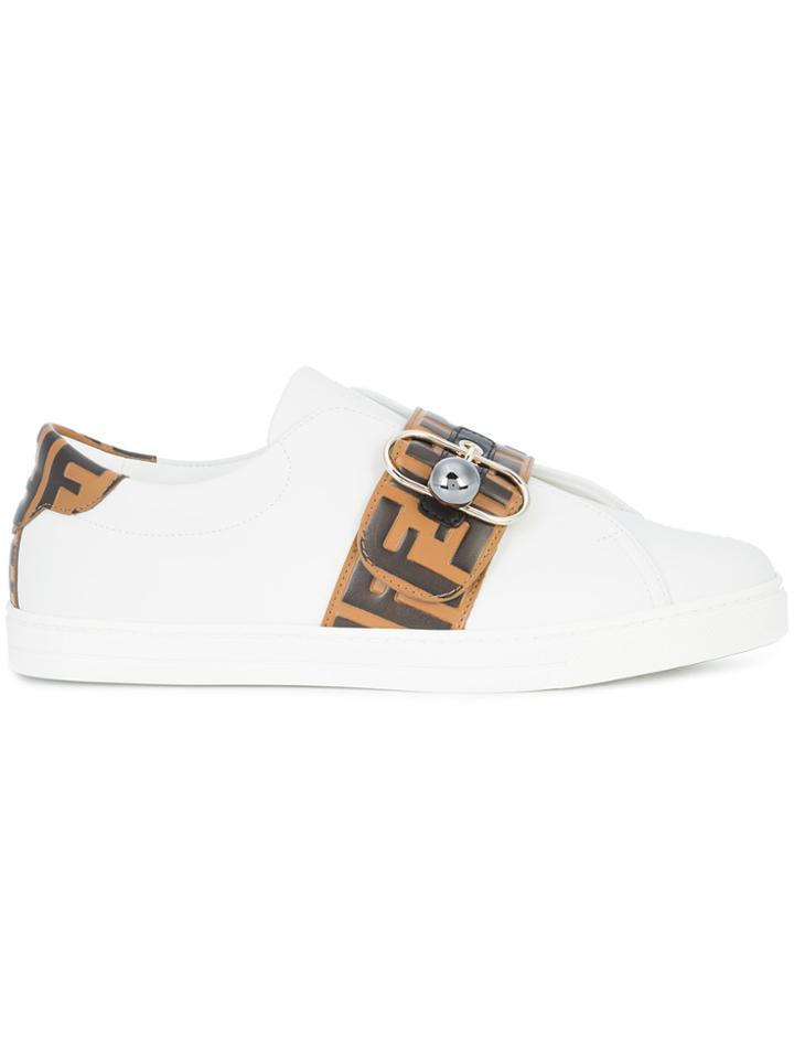Fendi Logo Strap Sneakers - White