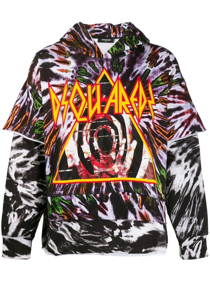 Dsquared2 Tie-dye Layered Hoodie - Black