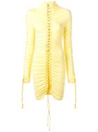 Unravel Project Lace-up Detail Fitted Dress - Yellow