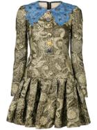 Dolce & Gabbana Jacquard Pleated Dress - Metallic