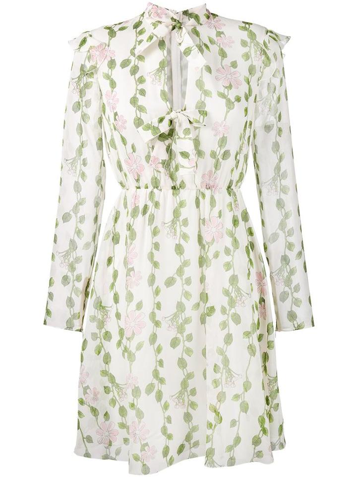 Giambattista Valli Floral Print Dress, Women's, Size: 42, White, Silk/cotton/viscose