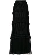Just Cavalli Embroidered Frill Trim Maxi Skirt - Black