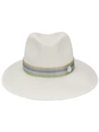 Maison Michel Striped Band Panama Hat - White