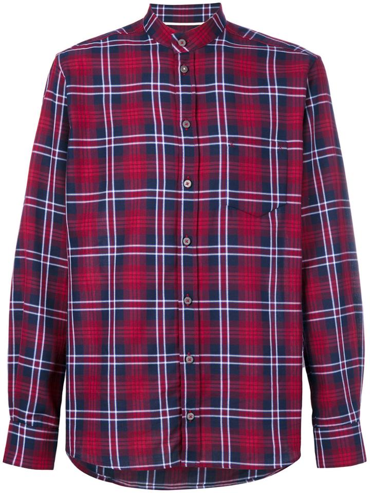 Weber + Weber Mandarin Collar Plaid Shirt - Red