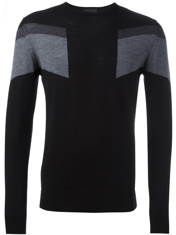 Les Hommes Colour Block Jumper, Men's, Size: Medium, Black, Merino