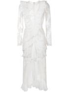 Alessandra Rich Ruffled Lace Dress, Women's, Size: 42, Nude/neutrals, Cotton/polyamide/rayon/polyamide