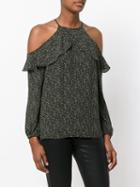 Michael Michael Kors - Floral Ruffled Peekaboo Top - Women - Polyester - Xs, Black, Polyester