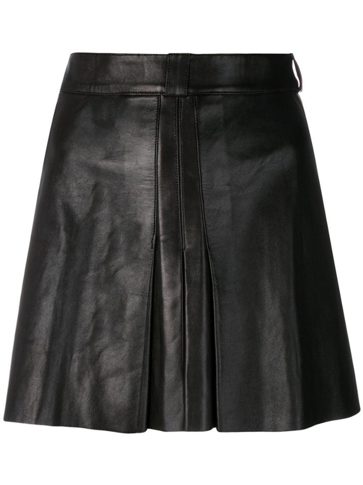 Jitrois Vintage Pleated Leather Skirt - Black