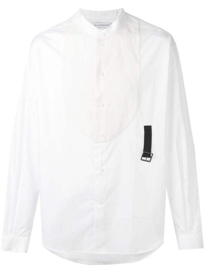 J.w.anderson Contrast Bib Shirt, Men's, Size: 48, White, Cotton/linen/flax