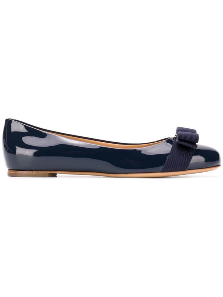 Salvatore Ferragamo Vara Bow Ballerina Shoes - Blue