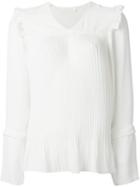 See By Chloé Pleated Blouse, Women's, Size: 40, Nude/neutrals, Polyester
