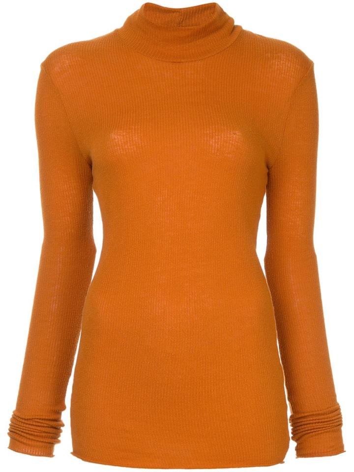 Muller Of Yoshiokubo Turtleneck Ribbed Top - Yellow & Orange