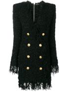 Balmain Double-breasted Fringed Dress - Black