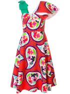 Delpozo Paisley Print Bodice Dress - Red