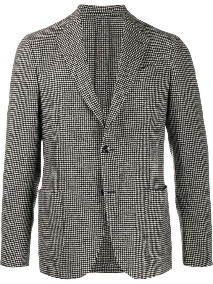 Dell'oglio Houndstooth Wool Blazer - Neutrals